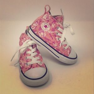 Toddler Girl Pink-Green Converse Hi-Tops size 7